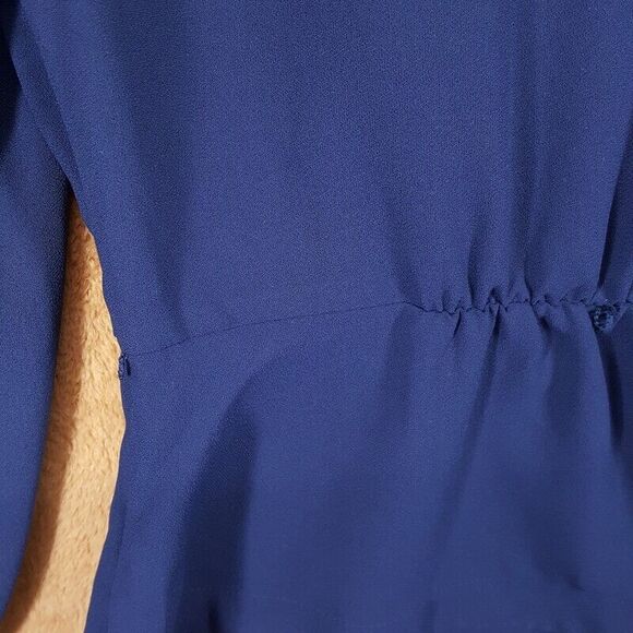 J CREW Top Womens Size 4 Navy Drapey Crepe Faux Wrap VNeck Side Zip - Picture 6 of 11